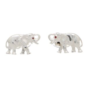 Ruby Elephant Swivel Cufflinks in Solid British Sterling Silver