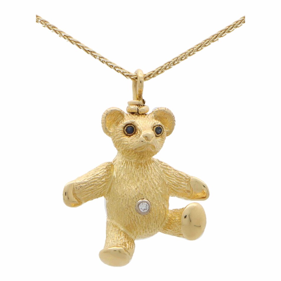 Vintage Tiffany & Co. Teddy Bear Sapphire and Diamond Necklace