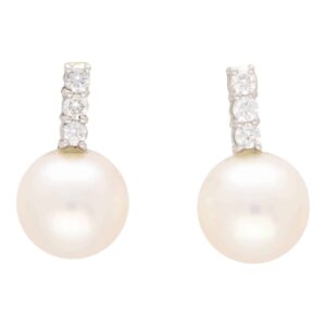 Pearl and Diamond Stud Earrings