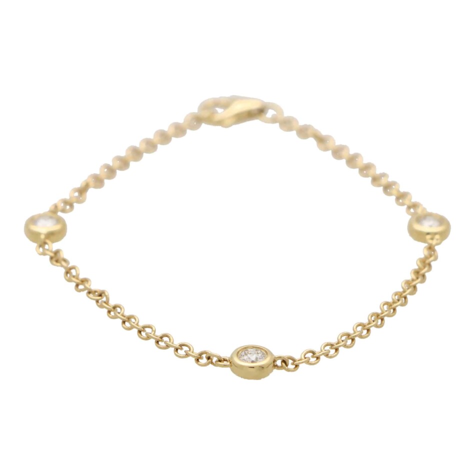 Contemporary Three Diamond Chain Bracelet