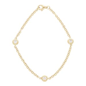 Contemporary Three Diamond Chain Bracelet