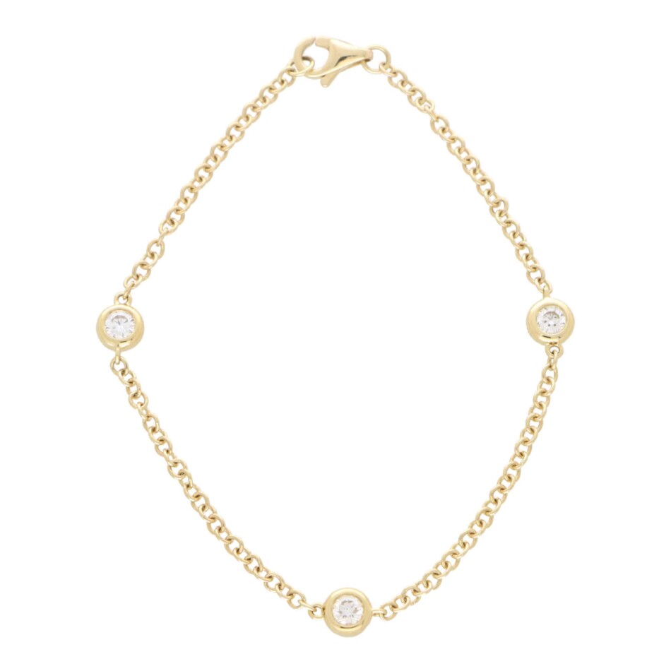 Contemporary Three Diamond Chain Bracelet
