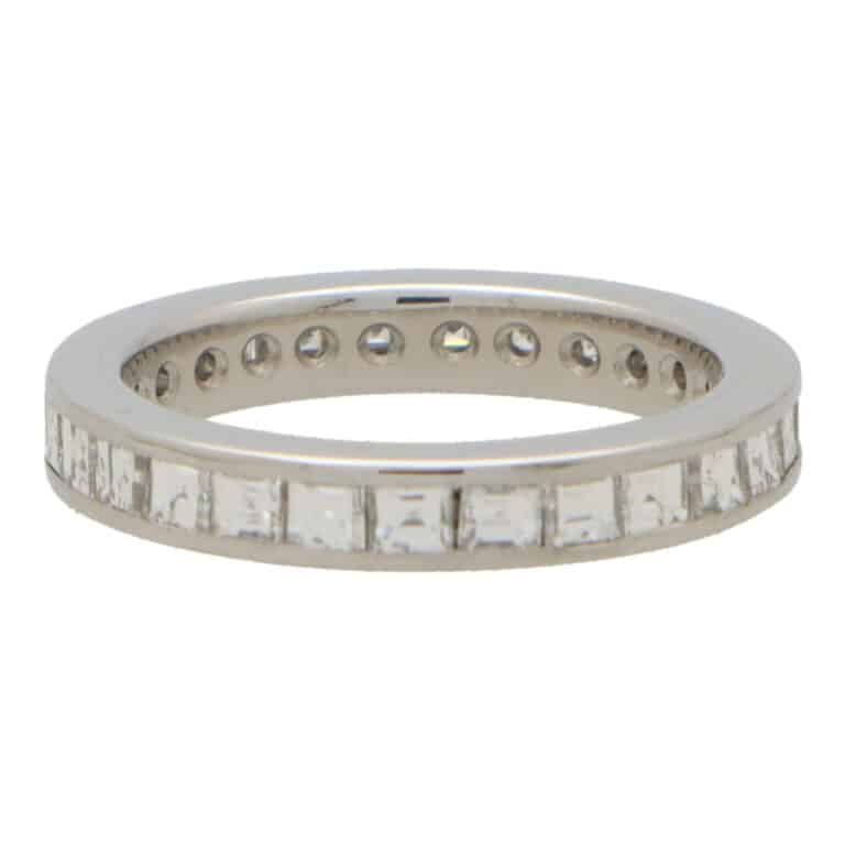 Contemporary Carre Cut Diamond Full Eternity Ring