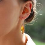 Contemporary Briolette Cut Citrine and Diamond Drop Earrings