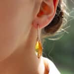 Contemporary Briolette Cut Citrine and Diamond Drop Earrings