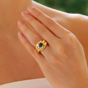 Vintage French Bombé Cabochon Sapphire Ring