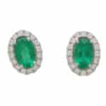 Emerald and Diamond Halo Earrings