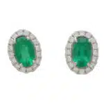 Emerald and Diamond Halo Earrings
