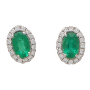 Emerald and Diamond Halo Earrings