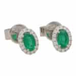 Emerald and Diamond Halo Earrings