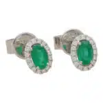 Emerald and Diamond Halo Earrings