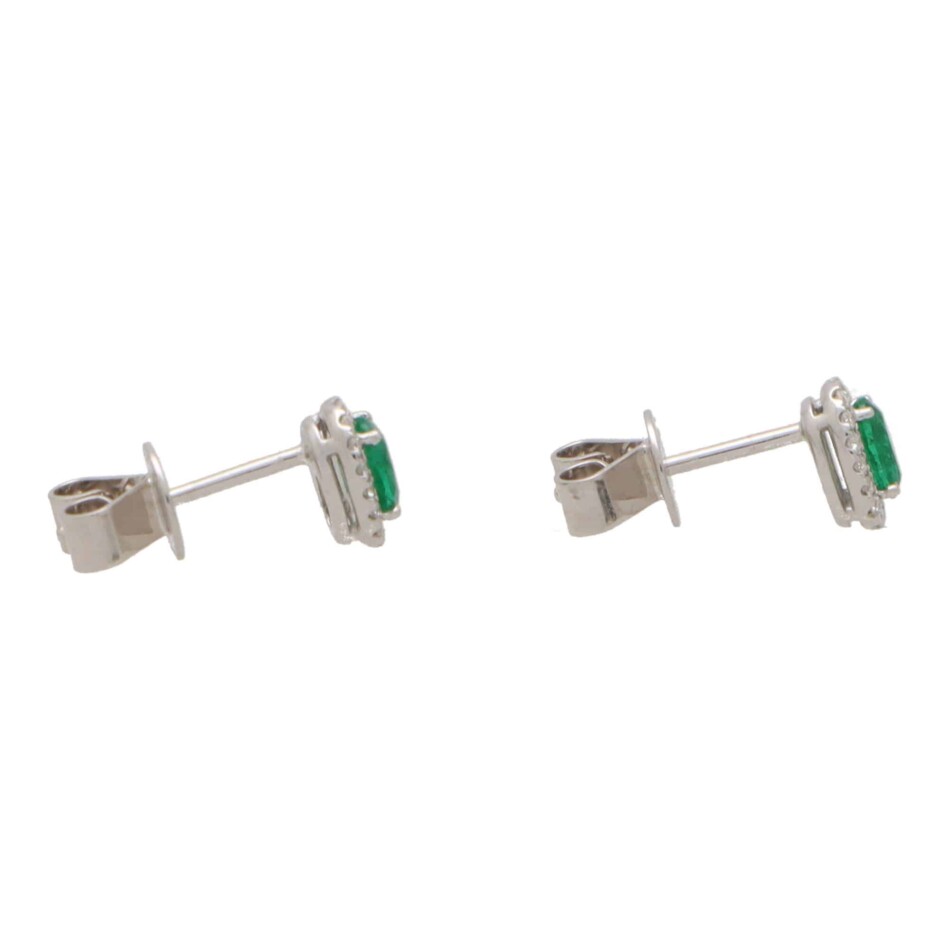 Emerald and Diamond Halo Earrings