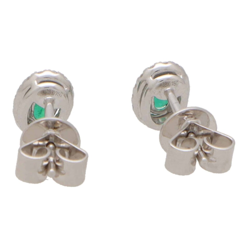 Emerald and Diamond Halo Earrings