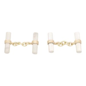 Contemporary Baton Chain Link Cufflinks in Silver and Gold