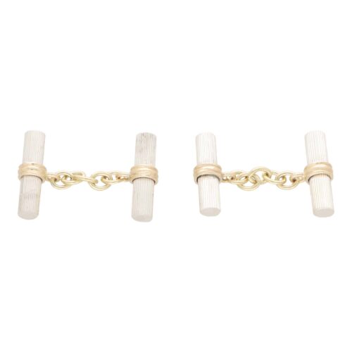 Contemporary Baton Chain Link Cufflinks in Silver and Gold
