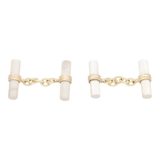 Contemporary Baton Chain Link Cufflinks in Silver and Gold