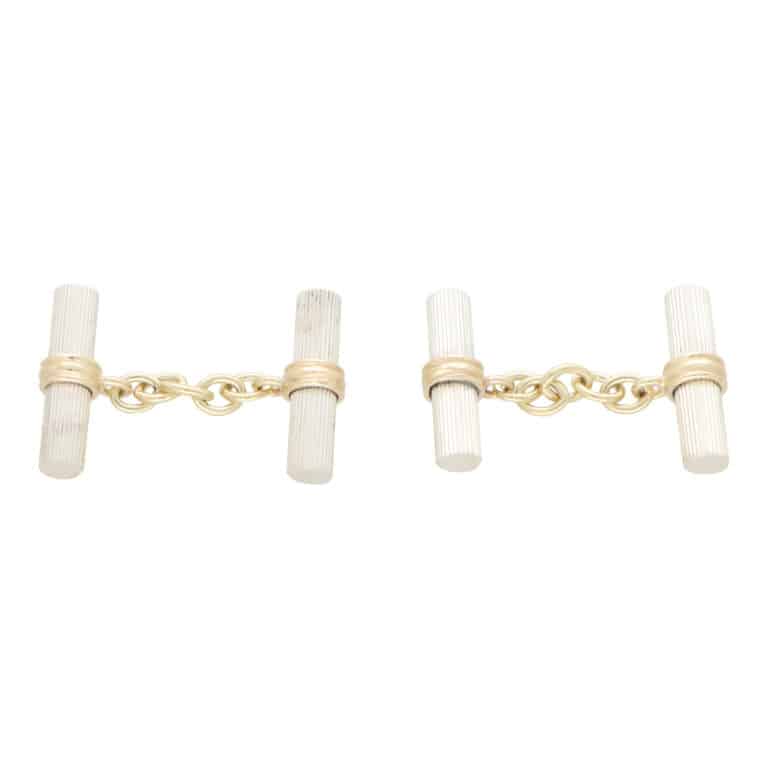 Contemporary Baton Chain Link Cufflinks in Silver and Gold
