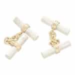 Contemporary Baton Chain Link Cufflinks in Silver and Gold