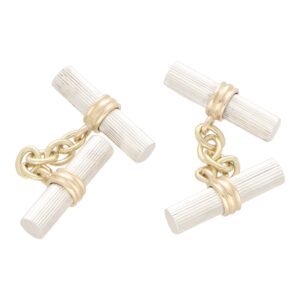 Contemporary Baton Chain Link Cufflinks in Silver and Gold