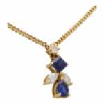 Vintage Sapphire and Diamond Abstract Pendant Necklace