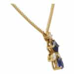 Vintage Sapphire and Diamond Abstract Pendant Necklace