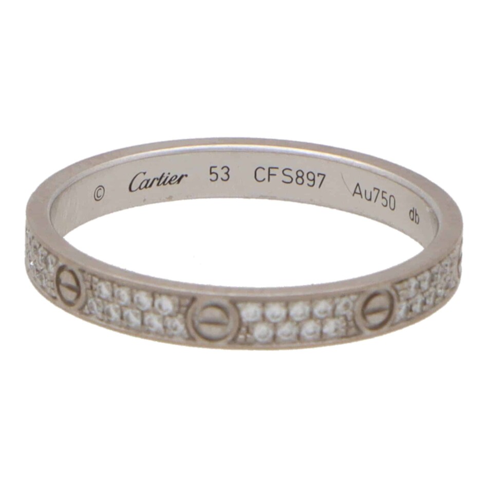 Vintage Cartier Diamond Mini Love Ring, Size 53