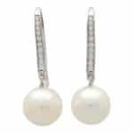 Contemporary Akoya Pearl and Diamond Earrings (Small Model)