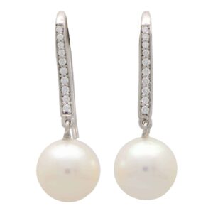 Contemporary Akoya Pearl and Diamond Earrings (Small Model)