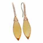 Contemporary Briolette Cut Citrine and Diamond Drop Earrings