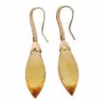 Contemporary Briolette Cut Citrine and Diamond Drop Earrings