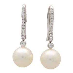Contemporary South Sea Pearl and Diamond Earrings (Large Model)