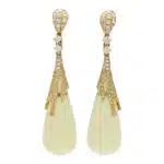 Vintage Diamond and Lemon Quartz Drop Earrings