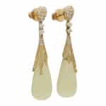 Vintage Diamond and Lemon Quartz Drop Earrings