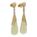 Vintage Diamond and Lemon Quartz Drop Earrings
