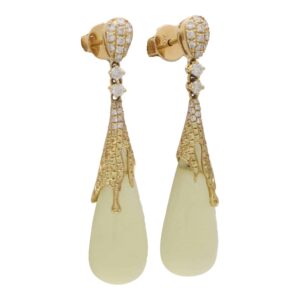 Vintage Diamond and Lemon Quartz Drop Earrings