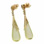 Vintage Diamond and Lemon Quartz Drop Earrings