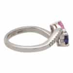 Contemporary Blue and Pink Sapphire Toi-Et-Moi Crossover Ring