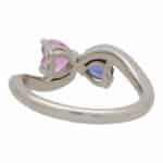 Contemporary Blue and Pink Sapphire Toi-Et-Moi Crossover Ring