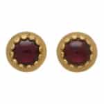 Round Cabochon Garnet Stud Earrings