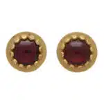 Round Cabochon Garnet Stud Earrings