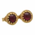 Round Cabochon Garnet Stud Earrings