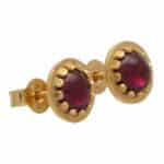 Round Cabochon Garnet Stud Earrings