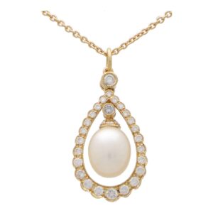 Pearl and Diamond Garland Pendant Necklace