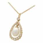 Pearl and Diamond Garland Pendant Necklace