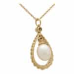 Pearl and Diamond Garland Pendant Necklace