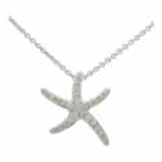 Medium Diamond Starfish Pendant Necklace in White Gold