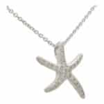 Medium Diamond Starfish Pendant Necklace in White Gold