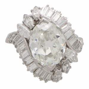 Vintage Old Marquise Cut Diamond Cluster Ring