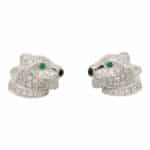 Vintage Cartier Diamond Panther Head Stud Earrings