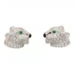 Vintage Cartier Diamond Panther Head Stud Earrings